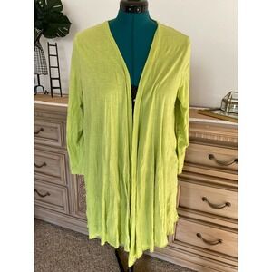 Open Front Drape Cardigan Small Pleats Collection Kiwi Green